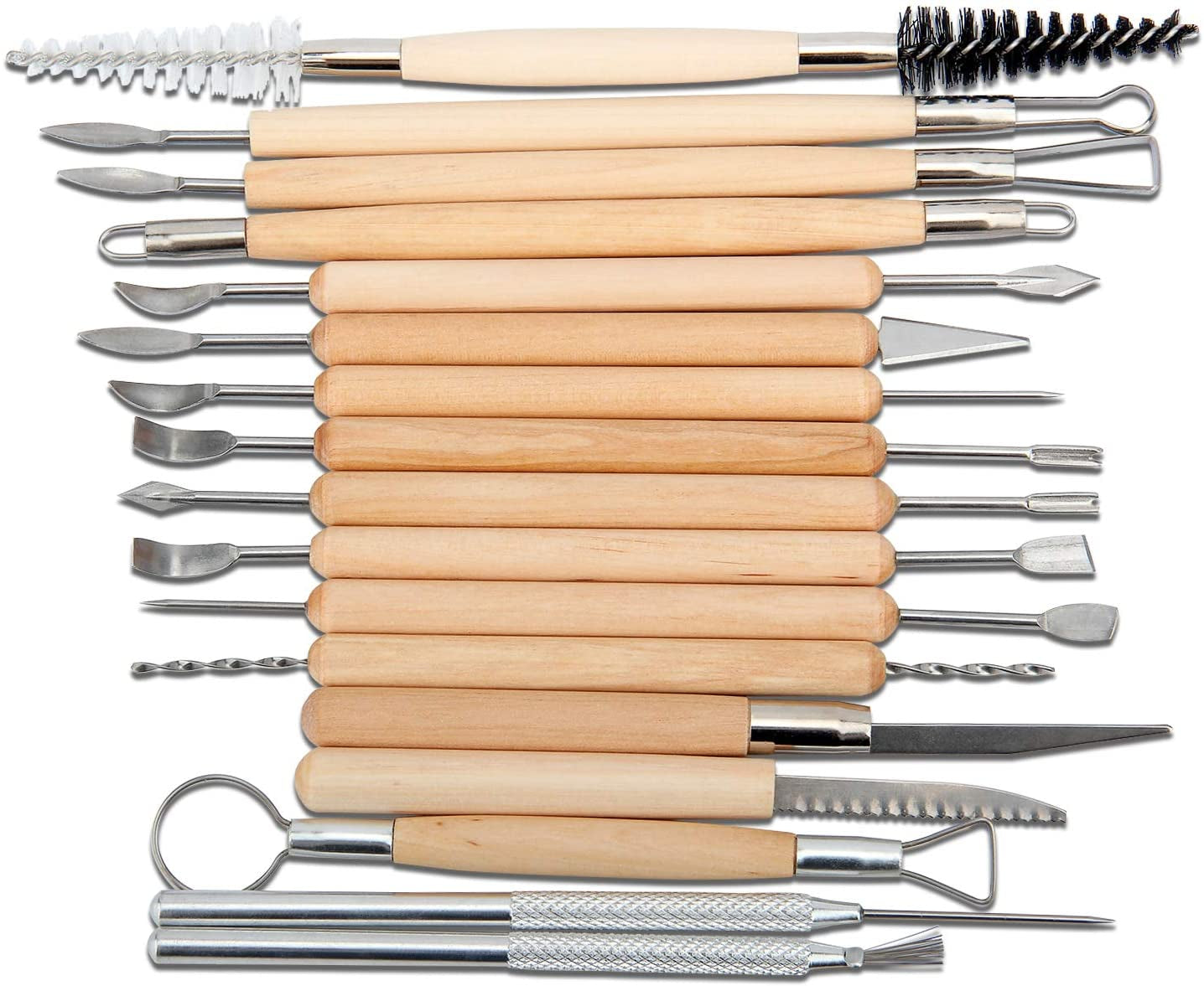 42-Piece Clay Sculpting Tool Kit - Wooden Handle Pottery Carving Tool Set