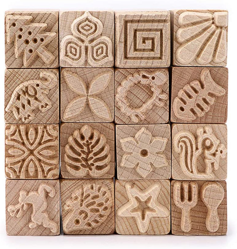 Set of 16 Wooden Clay Modeling Pattern Stamp Kit – Insidethepotterstudio