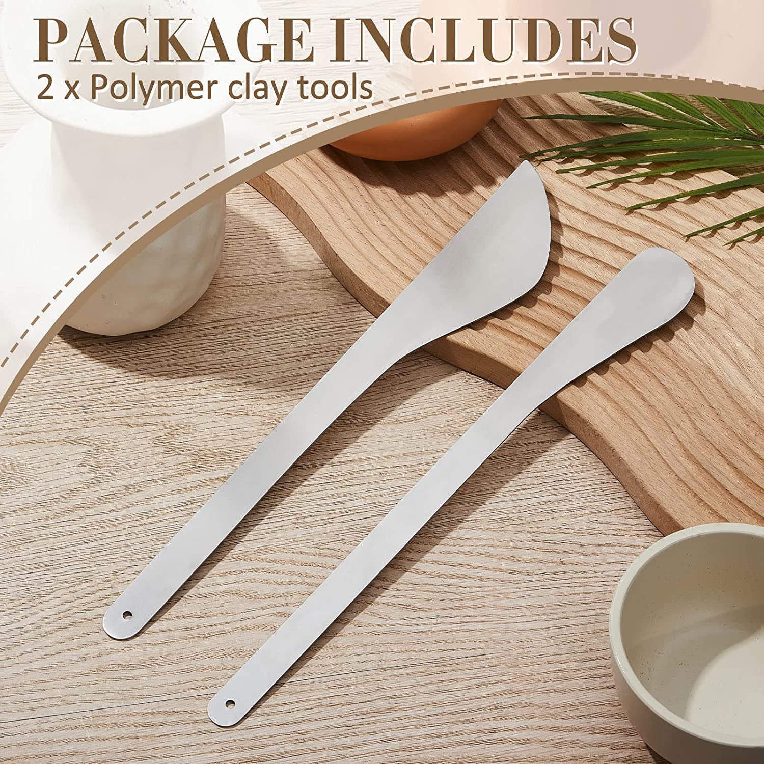 Stainless Steel Pottery Tools Clay Tools 2 Pieces Modeling Sculpture Tools Modeling Pottery Tools Polymer Clay Tools Pottery Bats for Throwing Pottery Supplies for Cutting Carving and Smoothing