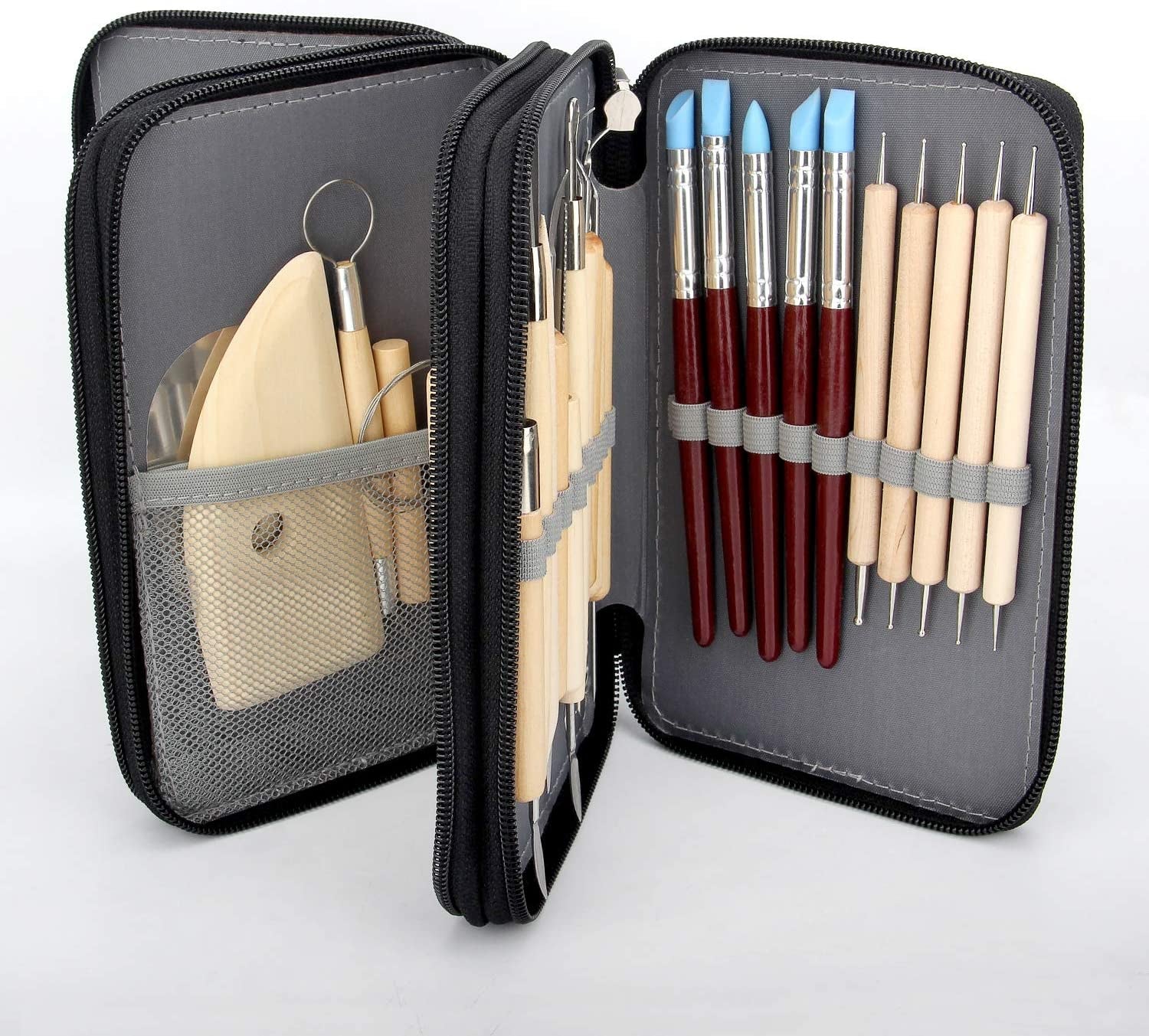 42-Piece Clay Sculpting Tool Kit - Wooden Handle Pottery Carving Tool Set | Comprehensive set for pottery, sculpting, and clay modeling